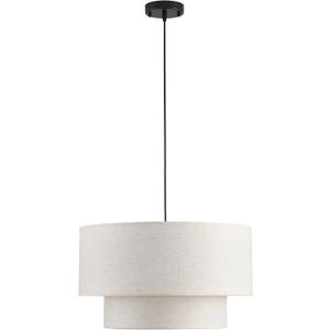 3-Light Pendant Light Fixtures, 20 inch Drum Chandeliers with 2-Tier Linen Lampshade, Modern Hanging Light for Living Room Kitchen Island Dining Room Bedroom Entryway Hallway