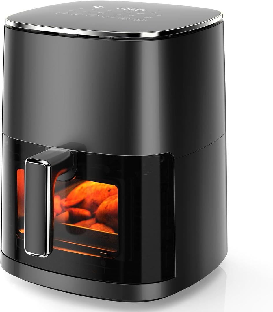 OLIXIS Air Fryer 6 Quart with Window Square Air Fryer 12-in-1 Air Fry, Roast, Reheat, Dehydrate, Bake, Steam, Fries, Custard, Chicken, Wings, Sea Food, Vegetabels,400F, Black
