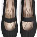 TINGRISE Women's Flats Shoes Pointed Toe Knit Washable Ballet Comfortable Dressy Mary Jane Flat (9, Black)