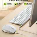 seenda Wireless Bluetooth Keyboard Mouse Combo, COE401 Rechargeable Silent Keyboard Mouse Compact Slim, 3 Multi-Device Connection, Compatible for Windows/Mac PC Laptop MacBook iPad, White Silver