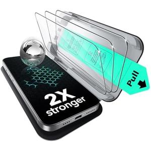 ESR 3 Pack for iPhone 15 Pro Max Screen Protector, Military Grade Shatterproof, 9H Hardness, Full Coverage Tempered Glass with UltraFit Tray