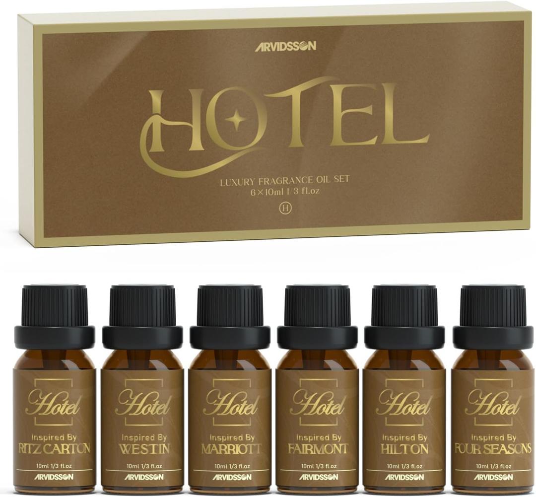 Hotel Diffuser Oils Gift Set - Hotel Essential Oils for Diffuser, Luxury Fragrance Oil Set - Inspired by 5 Star Hotels Including Hilton, Four Seasons and More Scents, Gift for Women and Men