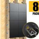 Spampur Peg Board, 8 Pack Metal Pegboard Panels with 50 Hooks, Black Pegboards Wall Organizer, Heavy Duty Peg Board for Walls Home, Garage Tool Storage, Office Organization, Craft Room, Kitchen