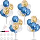 TONIFUL 4 Table Centerpiece Balloon Stand Kit Include Blue White Gold Confetti Balloons Prefect for New Year 2025, Birthday Table Decorations, Class of 2025 Graduation, Baby Shower, Party Decorations