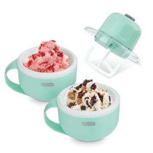 Dash My Mug Ice Cream Maker - Makes Single Serving of Gelato, Frozen Yogurt, Sorbet & More - Easy to Clean & Use - Aqua, 2 Bowls Missing Attachment