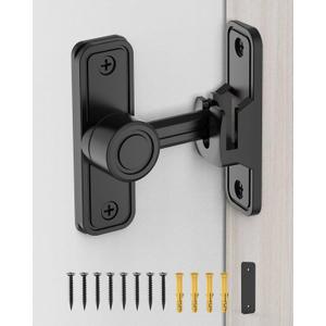 Heavy Duty Gate Latches 90 Degree Right Angle Barn Door Lock, Anti-Theft Sliding Door Lock Latch for Wooden Fence Garden Bathroom Outdoor Garage Window Include Screw (Black)