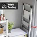 KINGRACK Aluminium 5 Step Ladder, Lightweight Step Stool with Non-Skid Pedals, Handrail, Foldable Step Ladder for Kitchen, Garage, Home, Space Saving, Sturdy and Portable, Silver