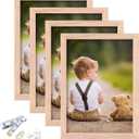 5x7 Picture Frame, OAK Wood Photo Frame with Perspex Glass for Vertical or Horizontal Tabletop Wall Display for Photos, Paintings, Posters, Artwork, Birthday Christmas Gift, Set of 4