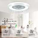 24" Bladeless Ceiling Fan with Light Remote, Smart LED Ceiling Fans with App Control, Modern Low Profile Dimmable Light Ceiling Fan for Bedroom Living Room White