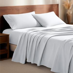 Bare Home Flannel Sheet Set 100% Cotton, Velvety Soft Heavyweight - Double Brushed Flannel - Deep Pocket (Full XL, White)
