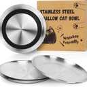 Supet Cat Plates Whisker Friendly, Non Slip Dish for Wet Food, Shallow Wide Flat Bowls Stainless Steel Metal for Indoor Cats, Kitten, Small Dog (13Oz, 4Pcs) (Black)