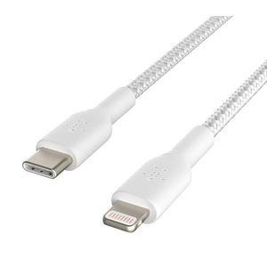 Belkin BoostCharge Nylon Braided USB C to Lightning Cable 6.6ft/2M - MFi Certified 18W Power Delivery iPhone Charger Cord - Apple Charger USB C Cable - Fast Charging for iPhone 14, iPhone 13 - White