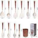 11-Piece Silicone Kitchen Utensil Set with Wooden Handle & Holder Heat-Resistant, Non-Scratch Cooking Tools for Non-Stick Cookware