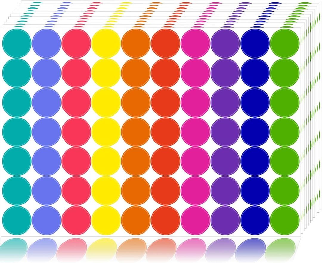 1400 PCS Colored Dot Stickers Round Color Coding Labels Classroom Must Haves, Circle Dots Labels Price Stickers Polka Circle Dot Stickers Label Sticker for Office, Classroom Decor, Papers Etc (3/4 INCH)