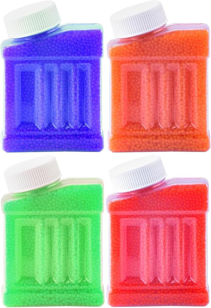 Gel Balls Blaster Ammo Splat Refill(7-8 mm, 4 Bottles, 120,000 Pieces), Orby Gun 7.5mm Bullets Gel Splatter Blaster Refill, Compatible with Gel Gun Blaster, for Ages 14+, Multicolored