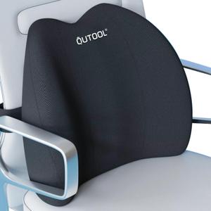 QUTOOL Lumbar Support Pillow for Office Chair, Memory Foam Low Back Support,Back Pain Relief, Ergonomic Large Back Cushion for Desk Chair,Gaming Chair,Adjustable Strap and Washable Cover