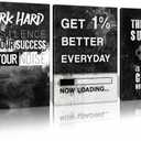 Motivational Wall Decor Success Goal Inspirational Canvas Wall Art for Office Quotes Pictures Motivational Posters Framed Canvas Wall Art Prints Artwork Office Bedroom Gym (12x16inchx3)