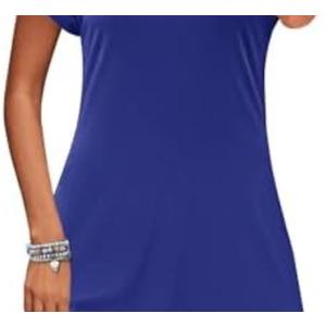 PLOKNRD Floral Dress Women Beach Flowy Dress Basic Fashion Swing Sundresses, Royal Blue, XL