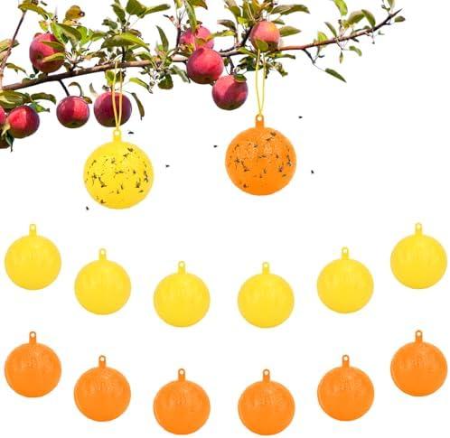 Original Fruit Fly Trap Ball, 10pcs Hanging Fungus Gnat Killer Catcher, Adhesive Sticky Glue Catching Ball Fly Gnat Wasp Hornet Mosquito Bugs Flying Insects Trap Ball for Indoor Outdoor Plant