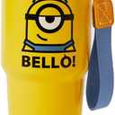 MINISO Minions Travel Tumbler Stainless Steel Cup 17 oz with Strap Vacuum Insulated Water Bottle with Lid and Straw Coffee Cup Holder Compatible BPA-Free Mug for Adults and Kids School Office Home