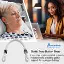 Acanthus - Nasal Cannula Holder - Adjustable Oxygen Tube Holder - Elastic Snap Button Design - Latex-Free - Ear Protection - Made in USA