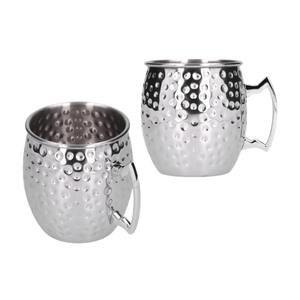 Moscow Mule Mugs Set of 2, Moscow Mule Glasses 550ml Hammered Copper Moscow Mule Cups Stainless Steel Mugs Stainless Steel Cocktail Cup Metal Beer Glasses Large Beer Mug Hammered Mugs for Cocktails