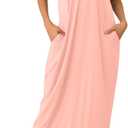 Marvmys Womens Cotton Long Nightgowns Spaghetti Strap V Neck Full Slip Sleep Shirts with Pockets (Small, Light Pink)