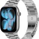 Liteeology Lightweight Stainless Steel Band Designed for Apple Watch, 42mm, 41mm, 40mm, 38mm, SE2&SE3, Replacement iWatch Bands for Women, Series 11 Space Gray