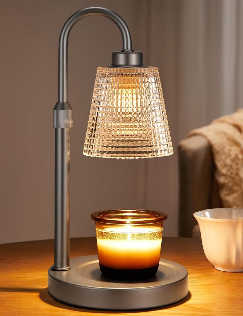Innqoo Gray Candle Warmer Lamp with Timer, Dimmable Candle Warmer for Jar Candles, Height Adjustable Wax Melts Warmer, Birthday Gifts for Women Mom, House Warming Gifts New Home Decor