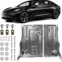 Premium High-Strength Steel Underbody Skid Plate for Tesla Model Y 2020-2025 & Model 3 2017-2025 | Anti-Scratch Anti-Impact Front Guard | Splash Shield | 2-Piece | Exact Fit Motor & Oil Filter