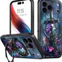 for iPhone 17 Pro Max Phone Case for Women Men Ring Holder Adjustable Kickstand Drop Protection Heavy Duty Shockproof Protective Cover for iPhone 17 Pro Max 6.9" 2025, Christian Jesus Cross Flower