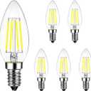 ANWIO B11 LED Filament Bulb E12 Candelabra Small Base 5000K Daylight White, 5.5W(60W Equivalent) 800 Lumens Non-Dimmable Decorative Candle Light Bulb, Pack of 6