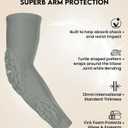 Compression Padded Arm Sleeves for Youth & Adults - Elbow & Forearm Support - Breathable Football Padded Sleeves (Grey)