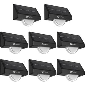 8 PCS Brightown Solar Stair Lights Outdoor, Solar Step Lights Outdoor Waterproof IP68, Multiple Color Modes Outdoor Step Light for Garden Stair, Front Step, Front Porch, Deck, Sidewalk and Pool (Black)