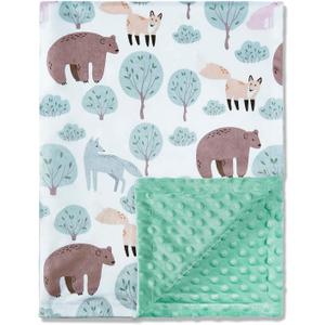 QSTEHEML Baby Blankets for Boys Neutral,Super Soft Nursery Minky Blanket Unisex, Baby Gifts Double Layer with Dotted Backing, Nursery Blanket for Crib Stroller(Bear, 30 * 40inch)