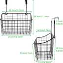 4PCS Over the Cabinet Basket, Over Cabinet Door Organizer, Grid Storage Baskets with Hooks, Metal Hanging Basket Kitchen Storage Organizer Holder for Pantry, Bathroom, Black, 11x9.2x4.3