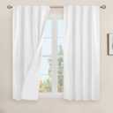LAMIT Natural 100% Blackout Linen Curtains, 45 Inches Linen Textured Thermal Bedroom Curtains Back Tab and Rod Pocket Neutral Panels with White Liner for Farmhouse, 2 Panels, 38 x 45 Inch, White