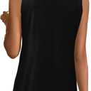 onlypuff Womens Tank Tops Sleeveless Pleated Crew Neck Shirts Dressy Casual Work Cami Blouse (XXL)