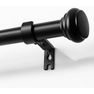 Joydeco Black Curtain Rod Adjustable 32-88 Inches, 1" Diameter Heavy Duty Curtain Rods for Windows, Decorative Splicing Drapery Rods with Resin Finials for Living Room Bedroom Kitchen