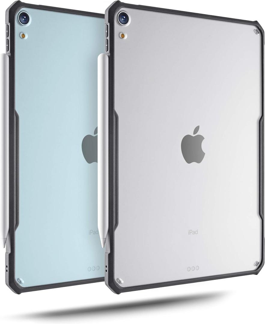TineeOwl iPad Air 11 Inch Case M4/M3/M2 (2026/2025/2024), 5/4 Gen 10.9 inch (2022/2020), Ultra Thin, Matte Clear, Supports Apple Pencil Charging and Touch ID, TPU Bumper (Black/Matte Back)