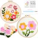 Punch Needle Embroidery Kit for Beginners - Complete DIY Craft Set with Pre-Printed Pattern, Hoop, Yarn & Tools - Easy Adult Kids Art Project Gift