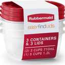 Rubbermaid EasyFindLids Food Storage and Organization Containers, 3-Pack, Racer Red, BPA-Free, Microwave & Dishwasher Safe (6 Piece)