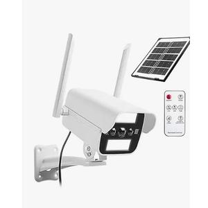Solar Fake Security Camera with Motion Sensor Light & Audio& Sound& Doorbell for Outdoor, Decoy Simulated Dummy Surveillance Cameras for Outside, IP54, Warning Sticker Included (Solar+ Battery)