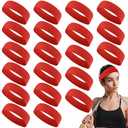 Hotop 20 Pcs Sport Stretchy Headbands for Girls Women Non Slip Soft Fabric Elastic Headband Bulk for Yoga DIY Team Gifts(Red)