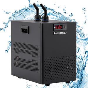 Poafamx Aquarium Chiller 26gal Aquarium Cooler 1/13 HP Fish Tank Chiller Hydroponic Water Chiller with Quiet Refrigeration Compressor for Saltwater Freshwater Axolotl Coral Jellyfish
