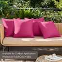 MIULEE Pack of 4 Decorative Outdoor Throw Pillow Covers Linen Waterproof Pillow Covers Farmhouse Cushion Cases for Patio Garden Tent Balcony Couch Sofa 18x18 inch Hot Pink