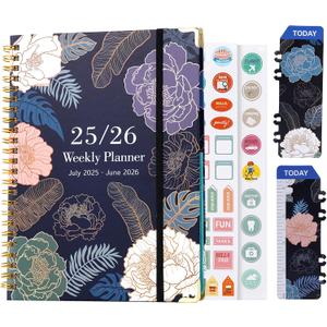 3 x 2025 Planner Weekly and Monthly, July 2025 - June 2026, Hardcover Monthly with Tabs for Home School & Office, A5(6.5" x 8.5"), Strong Twin-Wire (colorful)