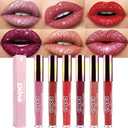 evpct 6Pcs Diamond Lip Gloss Matte to Glitter Liquid Lipstick Waterproof, Metallic Metal Shimmer Liquid Diamond Glitter Sparkle Sparkling Lipstick Lip Gloss Sets for Women Lips Kit, glitter+lipstick