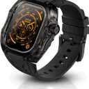 Rugged Case with Band for Apple Watch Ultra 3/2/1 49mm, Translucent Heavy Duty Case with Military Sport Strap for Men, Tactical Grade Shockproof Bumper Cover for iWatch, B-BR