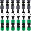 48 Pcs Garden Hose Quick Connector 3/4 Inch Plastic Water Hose Quick Connectors Fittings Male and Female Release Hose Connectors Hose End Adapters with 24 Rubber Gaskets (Grey,Green)